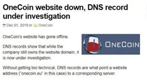 Сайт OneCoin отключен, запись DNS находится под следствием